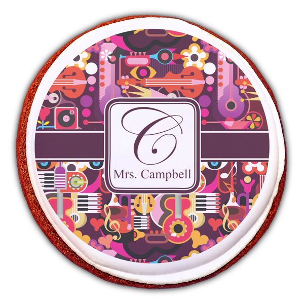 Abstract Music Printed Icing Circle - Large - On Cookie