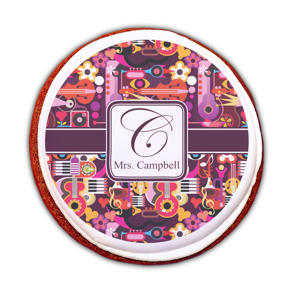 Abstract Music Printed Icing Circle - Medium - On Cookie