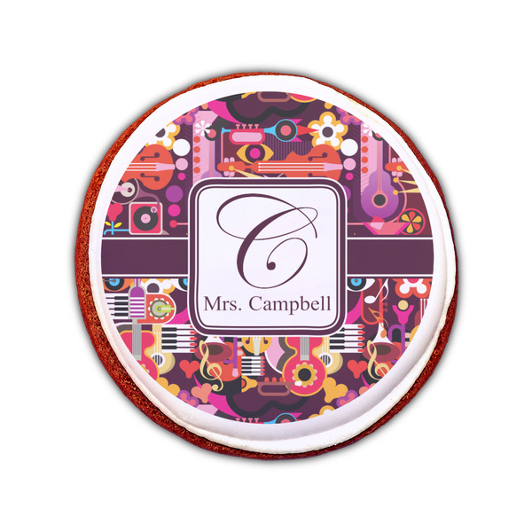 Abstract Music Printed Icing Circle - Small - On Cookie