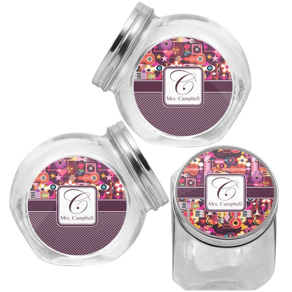 Abstract Music Puppy Treat Jar - Top Left Right