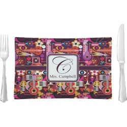 Abstract Music Rectangular Glass Lunch / Dinner Plate - Single or Set (Personalized)