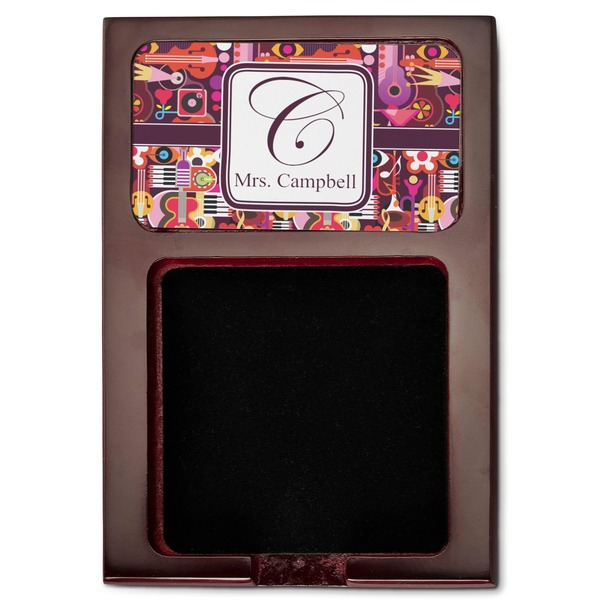 Abstract Music Red Mahogany Sticky Note Holder - Flat