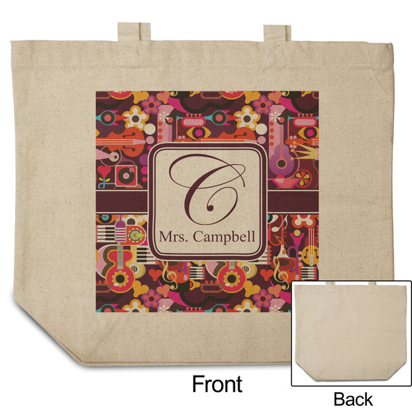 Abstract Music Reusable Cotton Grocery Bag - Front & Back View
