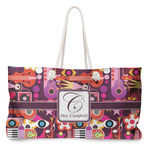 Abstract Music Large Tote Bag with Rope Handles (Personalized)