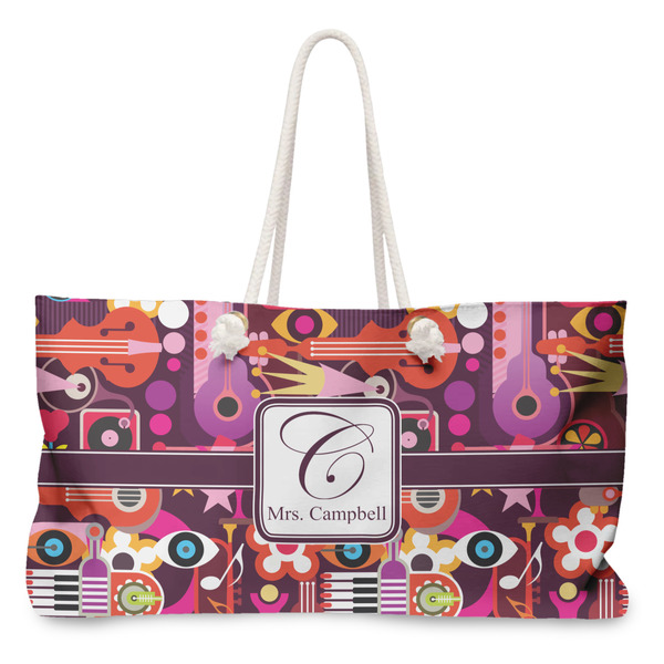 Custom Abstract Music Large Tote Bag with Rope Handles (Personalized)