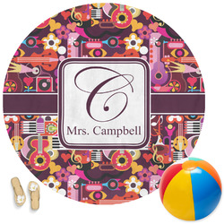 Abstract Music Round Beach Towel (Personalized)