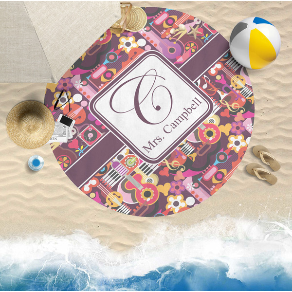 Abstract Music Round Beach Towel Lifestyle