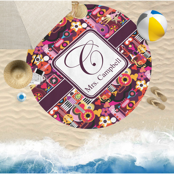 Abstract Music Round Beach Towel Lifestyle