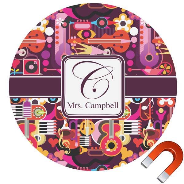 Custom Abstract Music Round Car Magnet - 10" (Personalized)