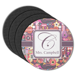 Abstract Music Round Rubber Backed Coasters - Set of 4 (Personalized)
