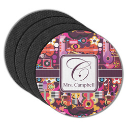 Abstract Music Round Rubber Backed Coasters - Set of 4 (Personalized)