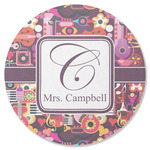 Abstract Music Round Rubber Backed Coaster (Personalized)