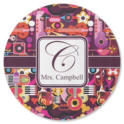 Abstract Music Round Rubber Backed Coaster (Personalized)