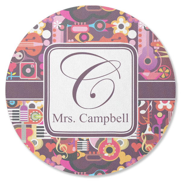 Custom Abstract Music Round Rubber Backed Coaster (Personalized)