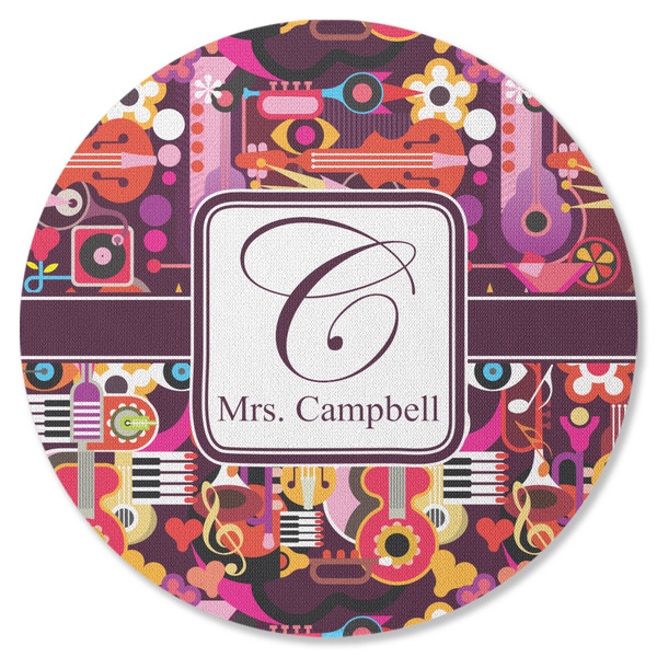 Abstract Music Round Coaster Rubber Back - Single