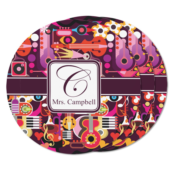 Abstract Music Round Fridge Magnet - THREE