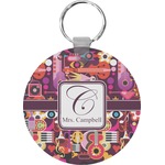 Abstract Music Round Plastic Keychain (Personalized)