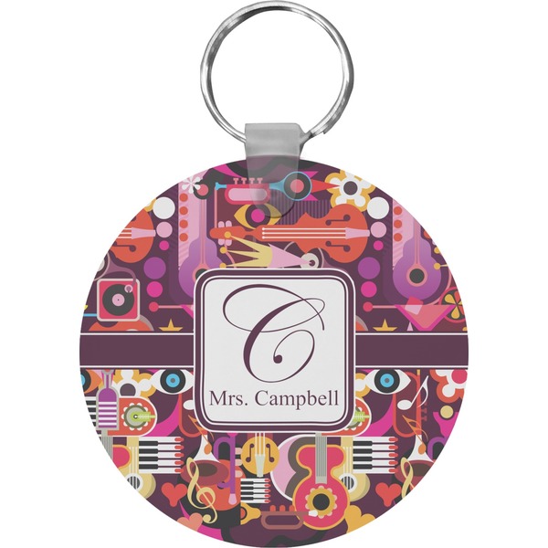 Custom Abstract Music Round Plastic Keychain (Personalized)