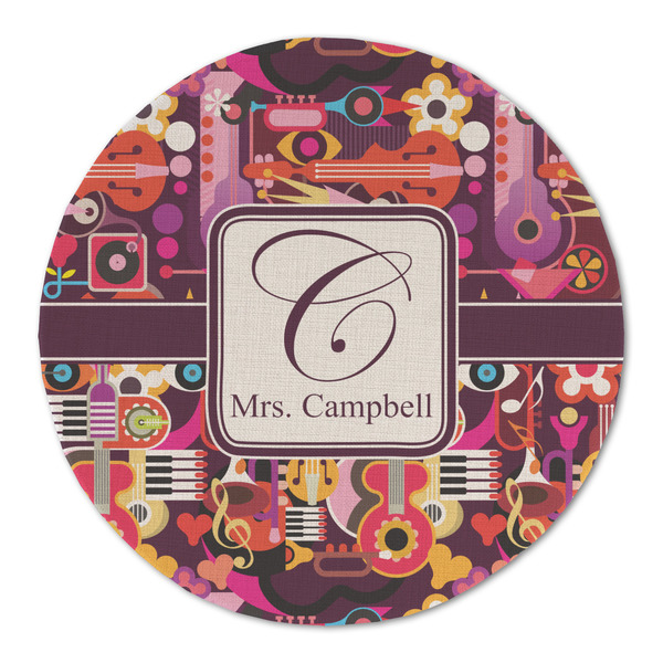 Custom Abstract Music Round Linen Placemat - Single Sided (Personalized)
