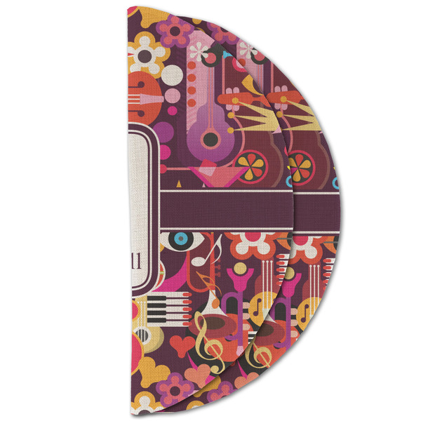 Abstract Music Round Linen Placemats - HALF FOLDED (double sided)