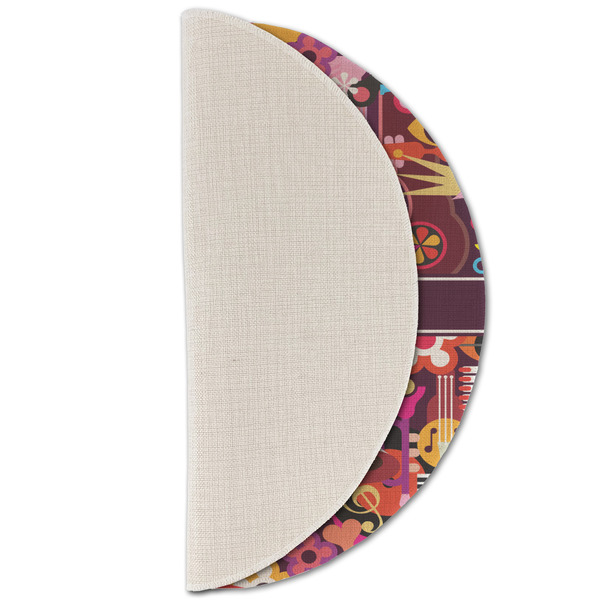 Abstract Music Round Linen Placemats - HALF FOLDED (single sided)