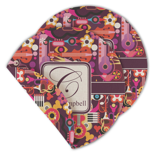 Abstract Music Round Linen Placemats - MAIN (Double-Sided)