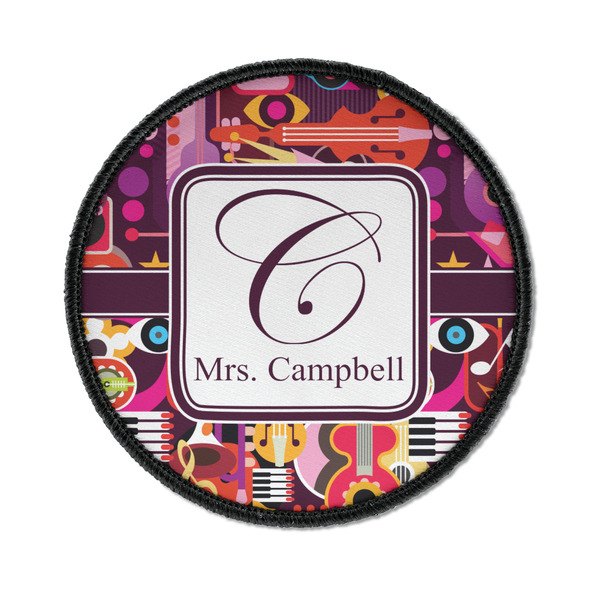 Custom Abstract Music Iron On Round Patch w/ Name and Initial