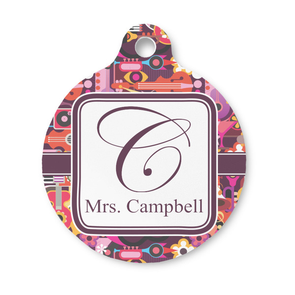 Custom Abstract Music Round Pet ID Tag - Small (Personalized)