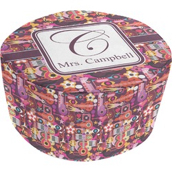 Abstract Music Round Pouf Ottoman (Personalized)