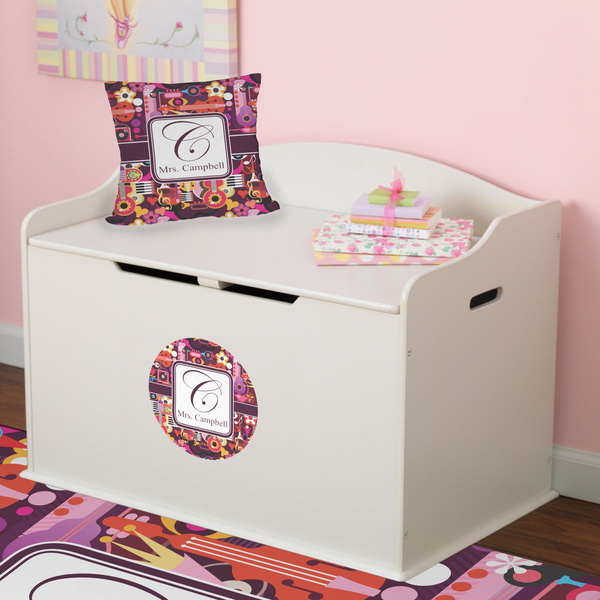 Abstract Music Round Wall Decal on Toy Chest