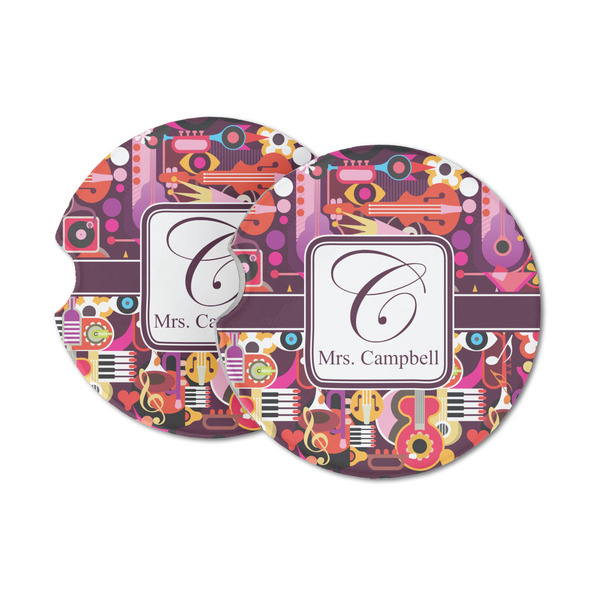 Custom Abstract Music Sandstone Car Coasters - Set of 2 (Personalized)