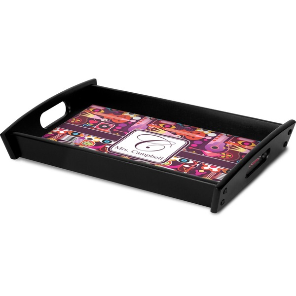 Abstract Music Serving Tray Black - Corner