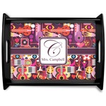 Abstract Music Black Wooden Tray - Large (Personalized)