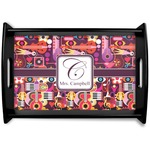 Abstract Music Black Wooden Tray - Small (Personalized)