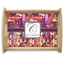 Abstract Music Natural Wooden Tray - Large (Personalized)