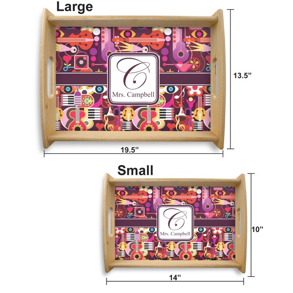 Abstract Music Serving Tray Wood Sizes
