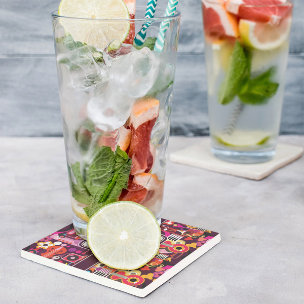 Abstract Music Set of 4 Stone Coasters - In Context View