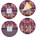 Abstract Music Set of 4 Glass Appetizer / Dessert Plate 8" (Personalized)