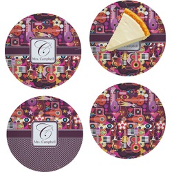 Abstract Music Set of 4 Glass Appetizer / Dessert Plate 8" (Personalized)