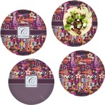 Abstract Music Set of 4 Glass Lunch / Dinner Plate 10" (Personalized)