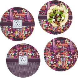 Abstract Music Set of 4 Glass Lunch / Dinner Plate 10" (Personalized)