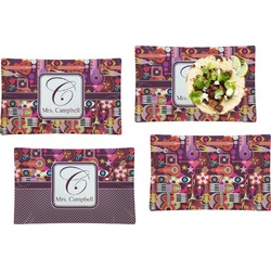 Abstract Music Set of 4 Glass Rectangular Lunch / Dinner Plate (Personalized)