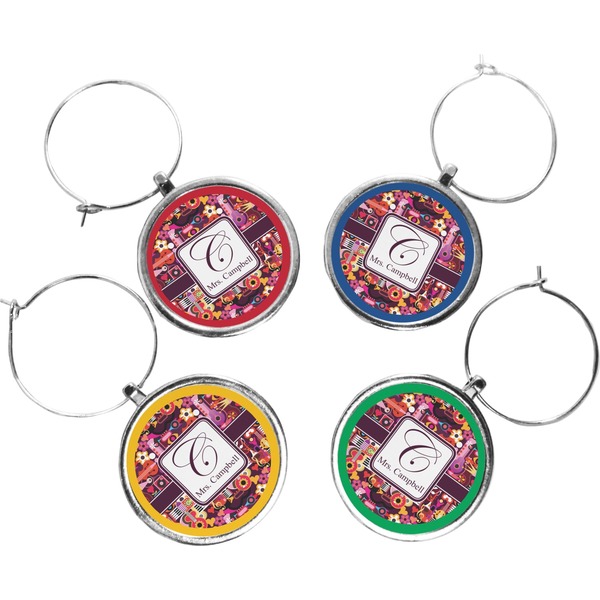 Custom Abstract Music Wine Charms (Set of 4) (Personalized)