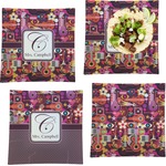 Abstract Music Set of 4 Glass Square Lunch / Dinner Plate 9.5" (Personalized)