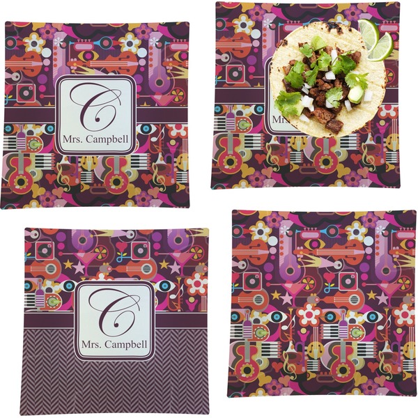 Abstract Music Set of Square Dinner Plates