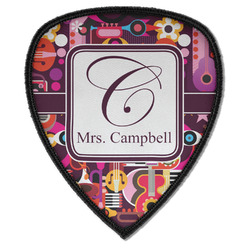 Abstract Music Iron on Shield Patch A w/ Name and Initial