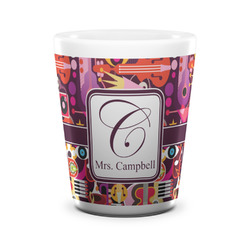 Abstract Music Ceramic Shot Glass - 1.5 oz - White - Set of 4 (Personalized)