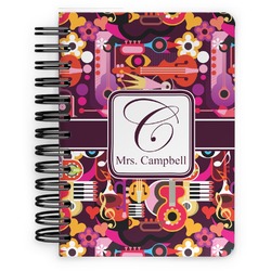 Abstract Music Spiral Notebook - 5x7 w/ Name and Initial