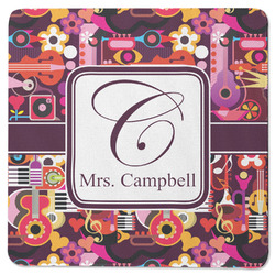 Abstract Music Square Rubber Backed Coaster (Personalized)