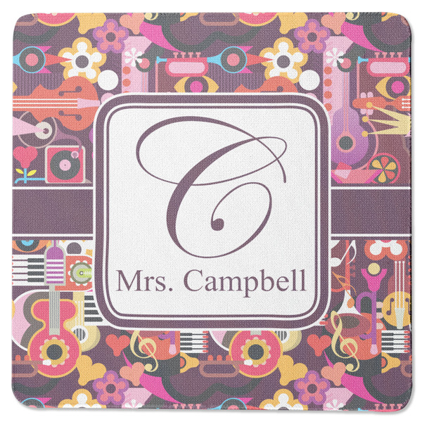 Custom Abstract Music Square Rubber Backed Coaster (Personalized)
